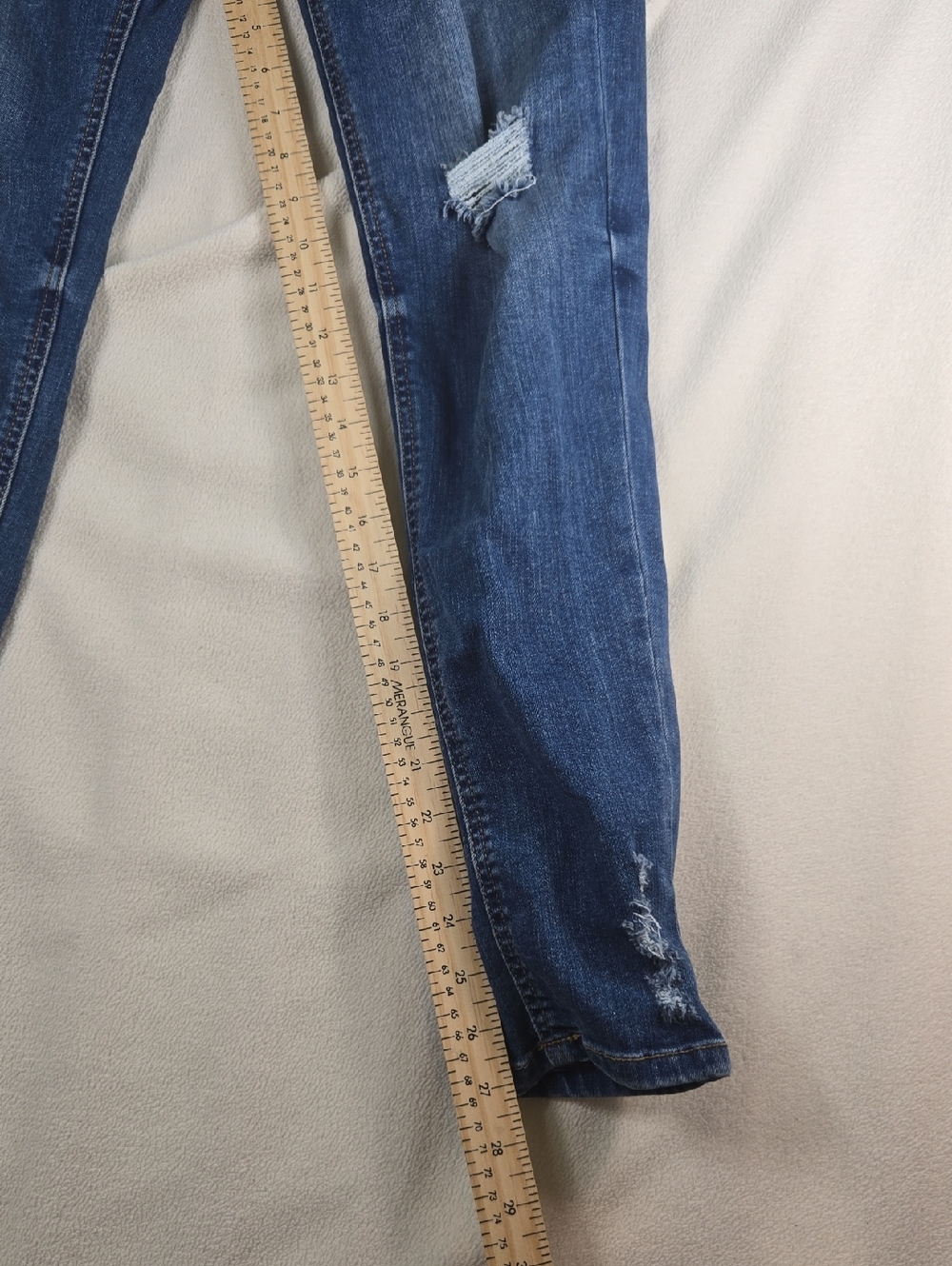 Distressed Blue Denim Women’s Overalls with Adjustable Straps - Picture 10 of 14